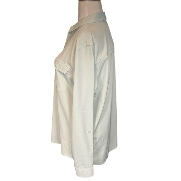 Eddie Bauer Long Sleeve NWOT Light Weight Button Down Blouse Light Mint Green Lg - Picture 3 of 14